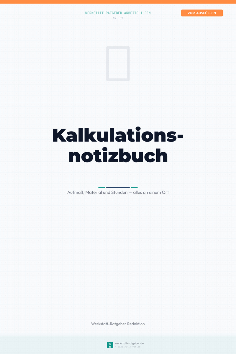 Cover: Kalkulations-Notizbuch für Handwerker